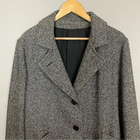 Vintage Coat Women‎ Gray Car Coat Button-Up Pockets Fall Winter Lined Classic - Picture 5 of 13